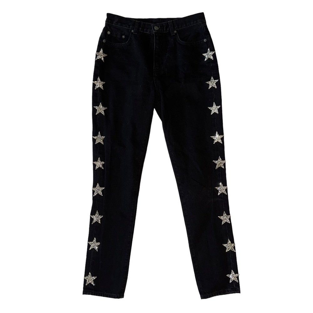 LF Carmar Denim Black Straight Leg Jean with Silver Bedazzled Stars